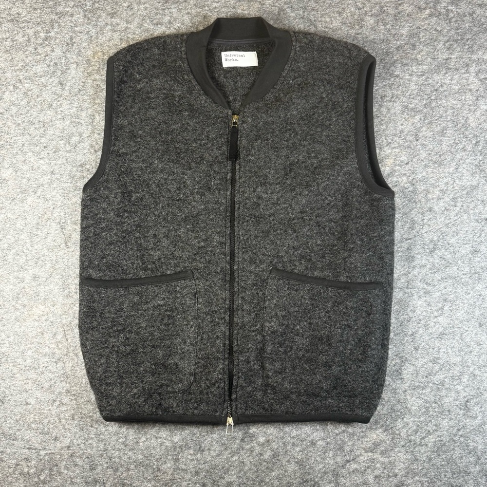 Universal Works Wool Full Zip Gilet Vest Gray Size Large  Bodywarmer